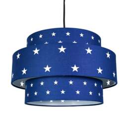 Rackhams Triple Tier Midnight Blue Cotton Fabric Childrens Pendant Shade with Stars Decor