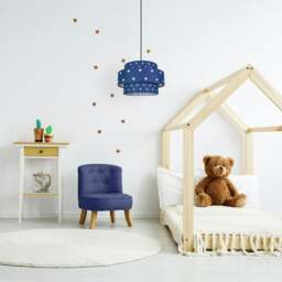 Rackhams Triple Tier Midnight Blue Cotton Fabric Childrens Pendant Shade with Stars Decor - thumbnail 4