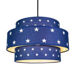 Rackhams Triple Tier Midnight Blue Cotton Fabric Childrens Pendant Shade with Stars Decor - thumbnail 2