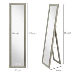 Rackhams Full Length Mirror Farmhouse Wall Mirror Hanging Freestanding Grey - 37W x 3.8D x 157H cm - Modern - Wood effect - thumbnail 4