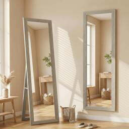 Rackhams Full Length Mirror Farmhouse Wall Mirror Hanging Freestanding Grey - 37W x 3.8D x 157H cm - Modern - Wood effect