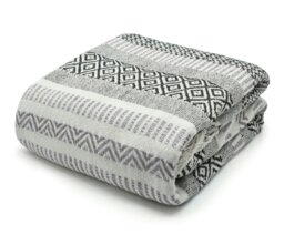 Rackhams Check Cotton Tassel Throw - 178cm x 254cm - Pink - thumbnail 3