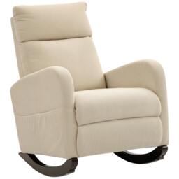 Rackhams Modern High Back Corduroy Leisure Rocking Chair for Nursery - Beige - Rocking chair - 67W x 94D x 105H cm - thumbnail 3