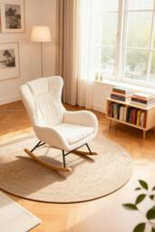 Rackhams White Lambswool Upholstered Rocking Chair - White - One Size - thumbnail 1