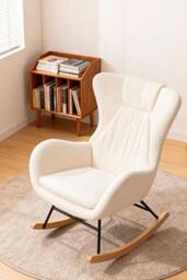 Rackhams White Lambswool Upholstered Rocking Chair - White - One Size - thumbnail 2
