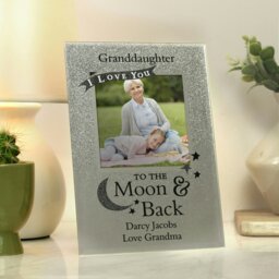 Rackhams Personalised To the Moon and Back 4x4 Glitter Glass Photo Frame - thumbnail 4