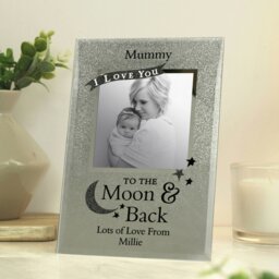 Rackhams Personalised To the Moon and Back 4x4 Glitter Glass Photo Frame - thumbnail 2