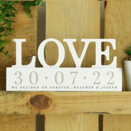 Rackhams Personalised Special Date Wooden Love Ornament - thumbnail 2