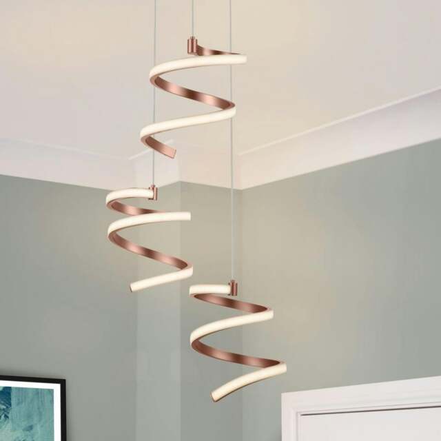 Rackhams Nyah 3 Light LED Spiral Cluster Pendant Light - Copper - image 1