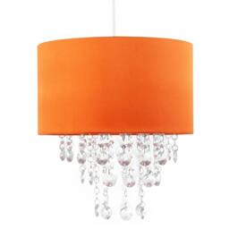 Rackhams Modern Orange Satin Fabric Pendant Shade with Clear Acrylic Drops - thumbnail 5