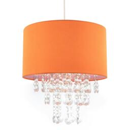 Rackhams Modern Orange Satin Fabric Pendant Shade with Clear Acrylic Drops - thumbnail 2