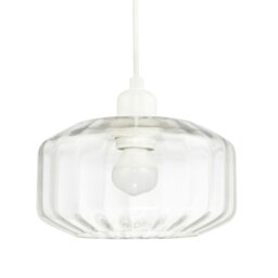 Rackhams Contemporary Clear Ribbed Glass Non Electric Pendant Lamp Shade with Flat Style - thumbnail 4