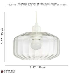 Rackhams Contemporary Clear Ribbed Glass Non Electric Pendant Lamp Shade with Flat Style - thumbnail 6