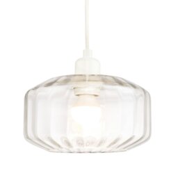 Rackhams Contemporary Clear Ribbed Glass Non Electric Pendant Lamp Shade with Flat Style - thumbnail 1