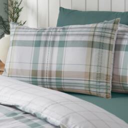 Rackhams Cartmel Check Reversible Duvet Cover Set Soft Green - Double - Soft Green - thumbnail 3