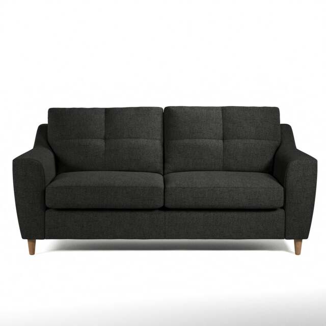 Rackhams Baxter Tufted Fabric 3 Seater Sofa - Charcoal - image 1