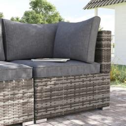 Rackhams Outdoor PE Rattan Corner Sofa, Garden Wicker Furniture Single Sofa Chair w/ Cushions, Deep Grey - thumbnail 2