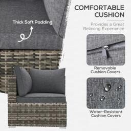 Rackhams Outdoor PE Rattan Corner Sofa, Garden Wicker Furniture Single Sofa Chair w/ Cushions, Deep Grey - thumbnail 5