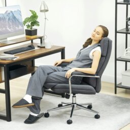Rackhams Linen Fabric Office Desk Chair with Tilt Function, Charcoal Grey - Charcoal grey - Yes - Office Chair - thumbnail 2