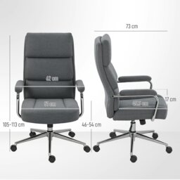 Rackhams Linen Fabric Office Desk Chair with Tilt Function, Charcoal Grey - Charcoal grey - Yes - Office Chair - thumbnail 6