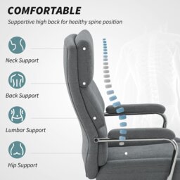 Rackhams Linen Fabric Office Desk Chair with Tilt Function, Charcoal Grey - Charcoal grey - Yes - Office Chair - thumbnail 4