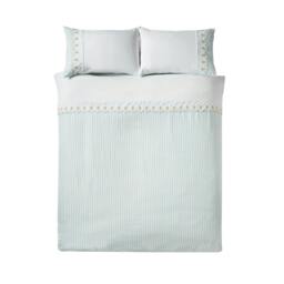 Rackhams Embroidered Daisy Soft Touch Duvet Cover Set Sage Green - Double - Sage Green - thumbnail 4