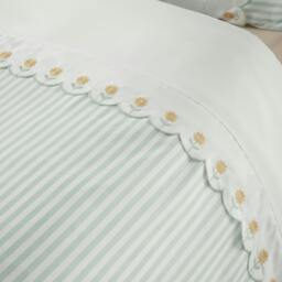Rackhams Embroidered Daisy Soft Touch Duvet Cover Set Sage Green - Double - Sage Green - thumbnail 3