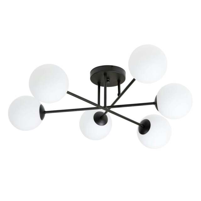 Rackhams ROMA Ceiling lamp  6 x E14 Black with White Shade - image 1