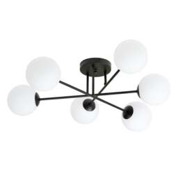 Rackhams ROMA Ceiling lamp  6 x E14 Black with White Shade - thumbnail 1