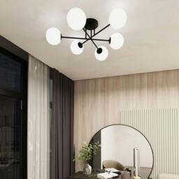 Rackhams ROMA Ceiling lamp  6 x E14 Black with White Shade - thumbnail 4