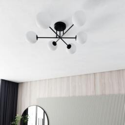 Rackhams ROMA Ceiling lamp  6 x E14 Black with White Shade - thumbnail 6
