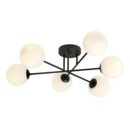 Rackhams ROMA Ceiling lamp  6 x E14 Black with White Shade - thumbnail 2