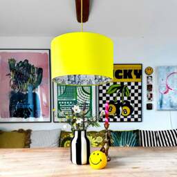 "Rackhams Wild West Cactus Silhouette Lampshade in Acid Yellow - Ceiling Pendant / Arc Lamp - 30cm Diameter x 30cm Height / (12"" x 12"")" - thumbnail 2