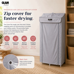 Rackhams Heated Clothes Airer Dryer Rack Aluminium with Cover Electric 220W - Indoor - Folds Flat for Easy Storage - thumbnail 6