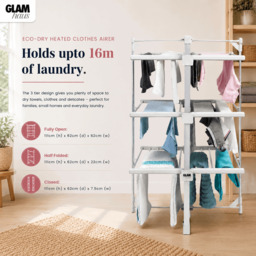 Rackhams Heated Clothes Airer Dryer Rack Aluminium with Cover Electric 220W - Indoor - Folds Flat for Easy Storage - thumbnail 3