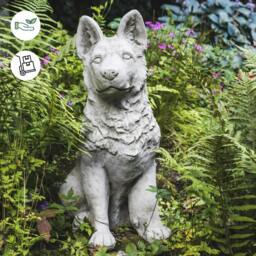 Rackhams Large Alsatian/German Shepherd Dog Stone Cast Garden Ornament - thumbnail 2
