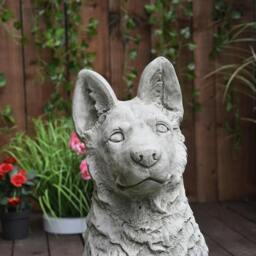 Rackhams Large Alsatian/German Shepherd Dog Stone Cast Garden Ornament - thumbnail 3
