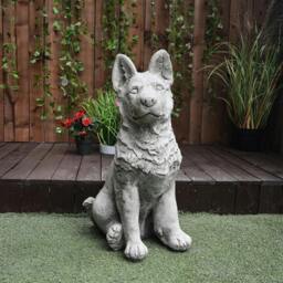 Rackhams Large Alsatian/German Shepherd Dog Stone Cast Garden Ornament - thumbnail 5
