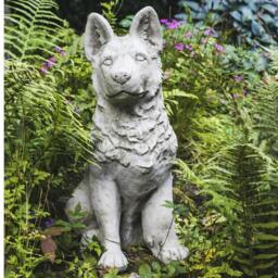 Rackhams Large Alsatian/German Shepherd Dog Stone Cast Garden Ornament - thumbnail 1