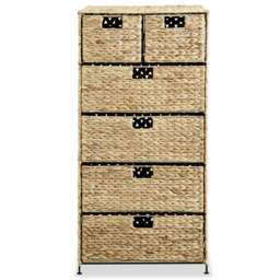 Rackhams Storage Unit with 6 Baskets 47x37x100 cm Water Hyacinth - thumbnail 3