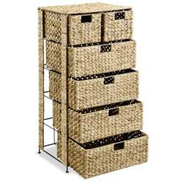 Rackhams Storage Unit with 6 Baskets 47x37x100 cm Water Hyacinth - thumbnail 2