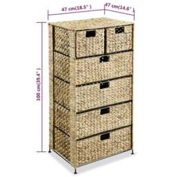Rackhams Storage Unit with 6 Baskets 47x37x100 cm Water Hyacinth - thumbnail 6