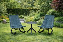 Rackhams Jade Rocking Chairs Set - Ergonomic Garden Rocking Chairs with Side Table