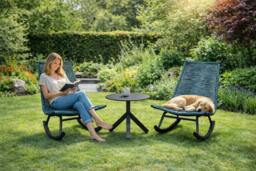Rackhams Jade Rocking Chairs Set - Ergonomic Garden Rocking Chairs with Side Table - thumbnail 4