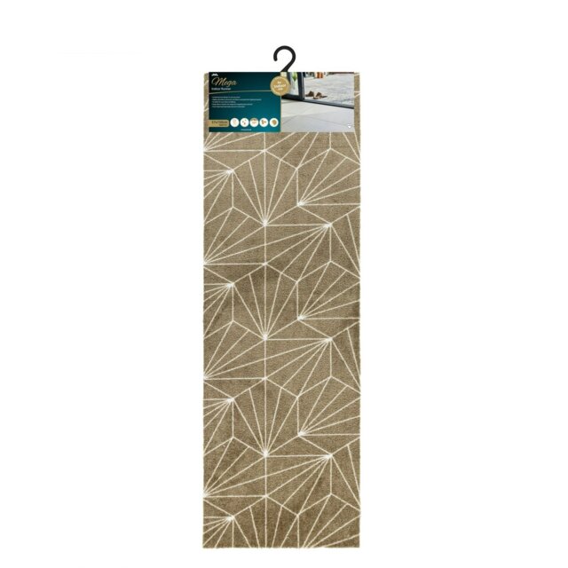 Rackhams Mega Mat Machine Washable Entrance Runner, 50x150cm, Brown Geo - image 1