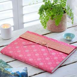 Rackhams Extra Large Sari Fabric Photo Album - Red - thumbnail 3