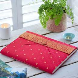 Rackhams Extra Large Sari Fabric Photo Album - Red - thumbnail 6
