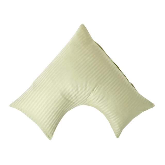 Rackhams Silky 330 TC Egyptian Cotton Satin Stripe V Shaped Pillowcase - Sage Green - image 1
