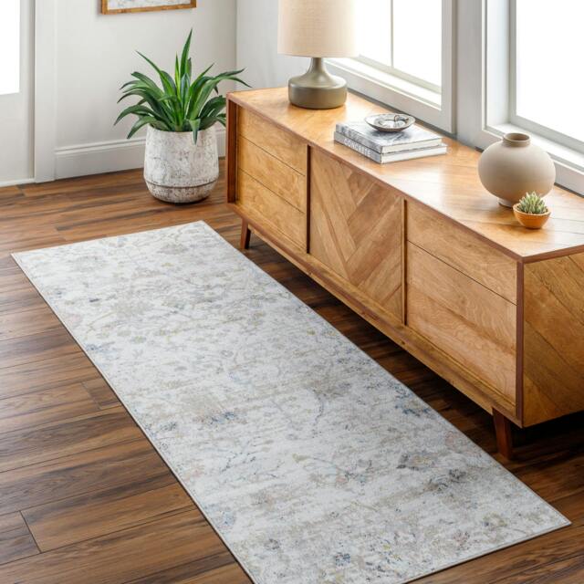 Rackhams Lavadora-Washable Grey Brown Blue Traditional Vintage Boho Rug - 80 x 220 cm - image 1