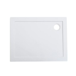 Rackhams 2ft/3ft White Acrylic Shower Tray with Drain - W 100 x D 80 cm - thumbnail 3